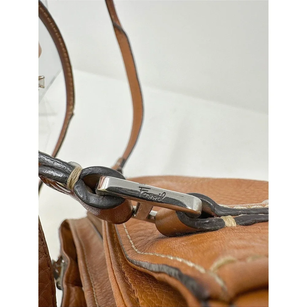 Y2K Vintage Fossil Top Handle Shoulder Bag Brown ZB9961